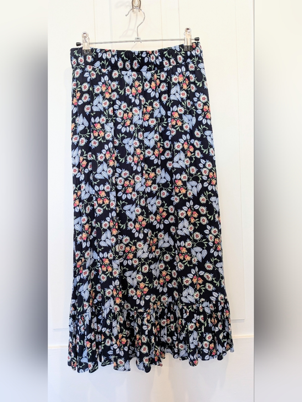 Loft Floral Ruffle Hem Midi Skirt | Xsmall - Picture 5 of 6